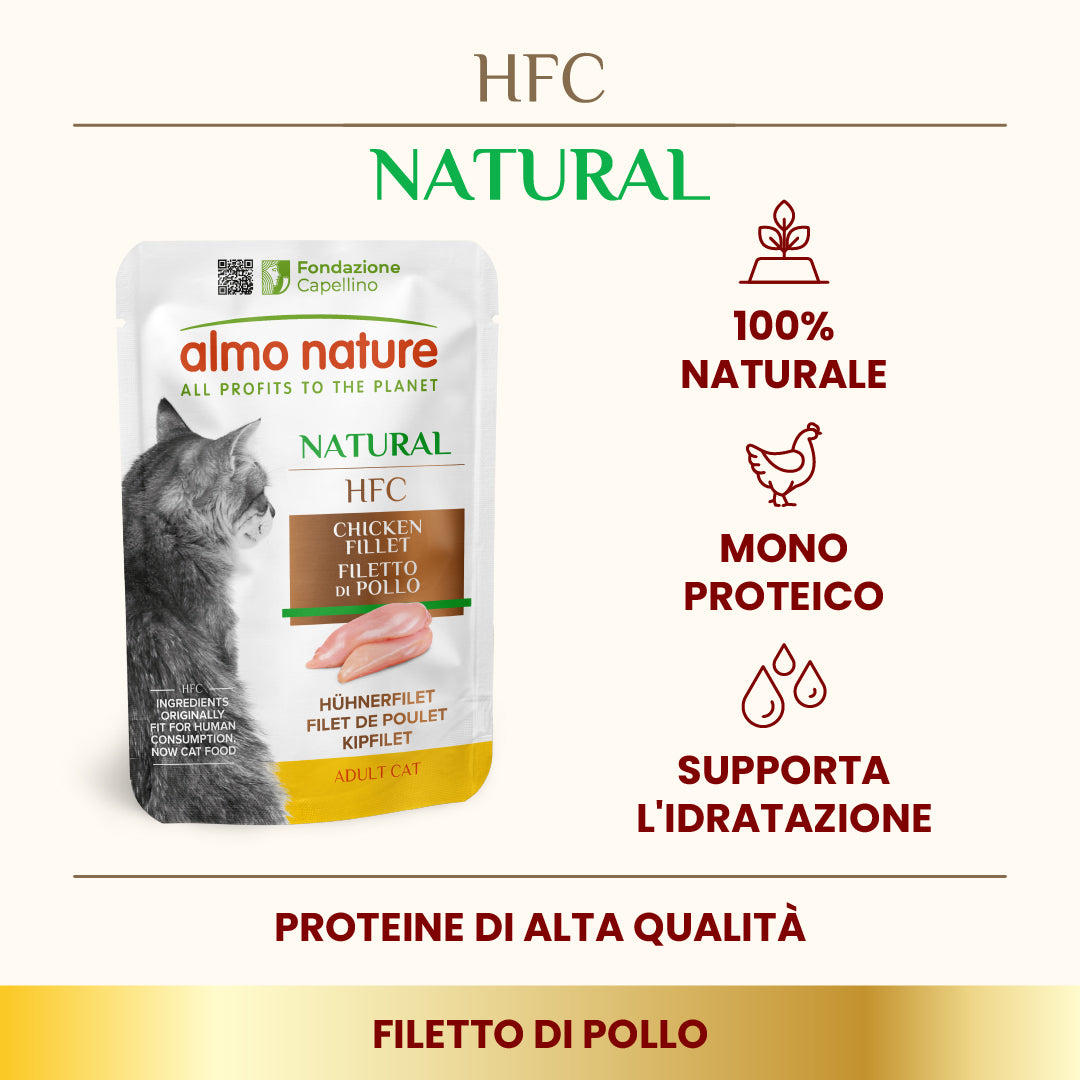 Alimento monoproteico Almo Nature HFC Natural Filetto di Pollo 55 g per gatti Alimento monoproteico Almo Nature HFC Natural Filetto di Pollo 55 g per gatti